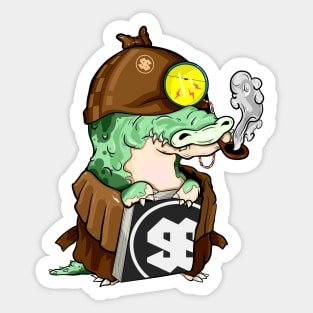 Cool alligator character smoking a cigar illustration Sticker